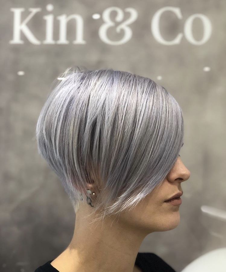 A silver bob by Kin & Co Hairdressing